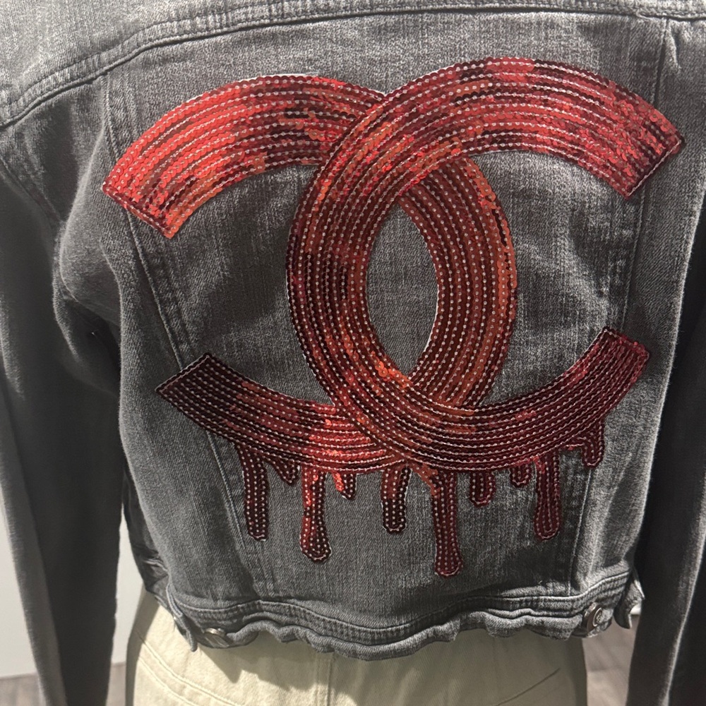 Embellished Gray Denim Jacket - Picture 2 of 4